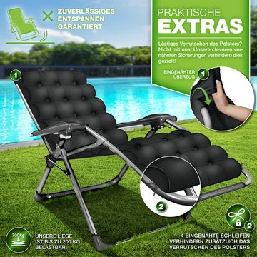 tillvex Gartenliege tillvex® Liegestuhl klappbar bis 200 kg, Sonnenliege wetterfest für, Set