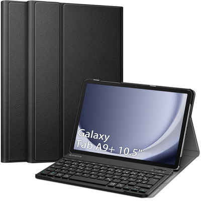 Fintie Tablet-Hülle + Tastatur für Samsung Galaxy Tab A9 Plus 11'' 2023 SM-X210/X216/X218, Keyboard Cover mit Magnetisch Abnehmbarer Deutscher Bluetooth Tastatur