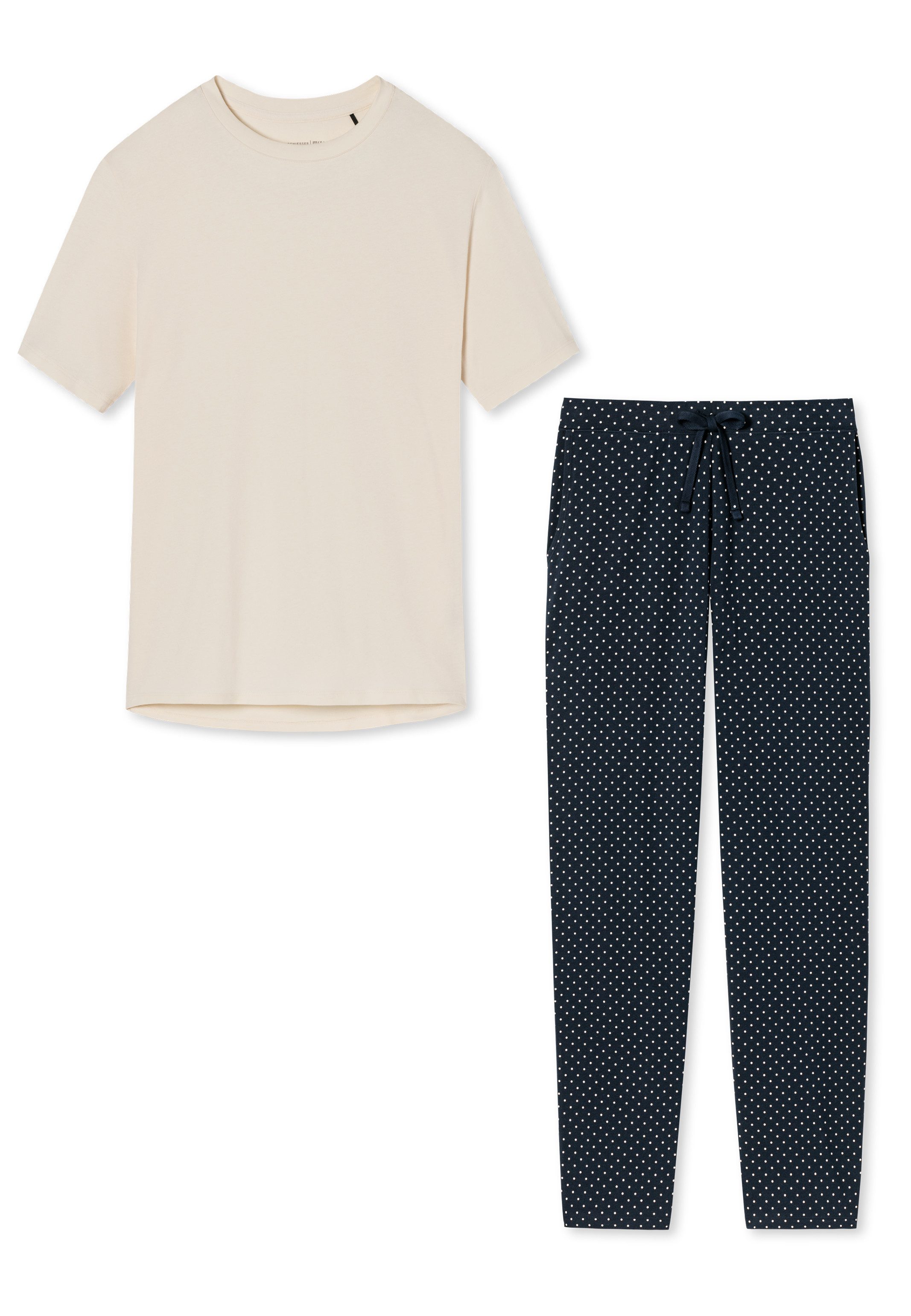 Blau gepunktet / Creme