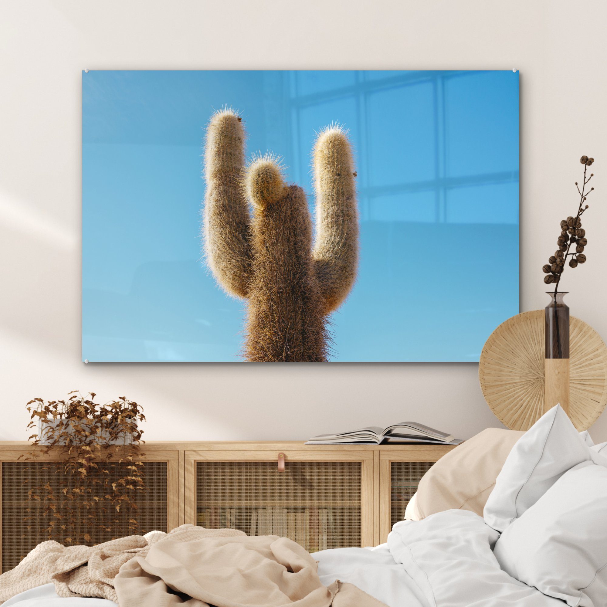 Acrylglasbild Schlafzimmer Kaktus (1 & MuchoWow blauem Himmel, St), Wohnzimmer mit Acrylglasbilder