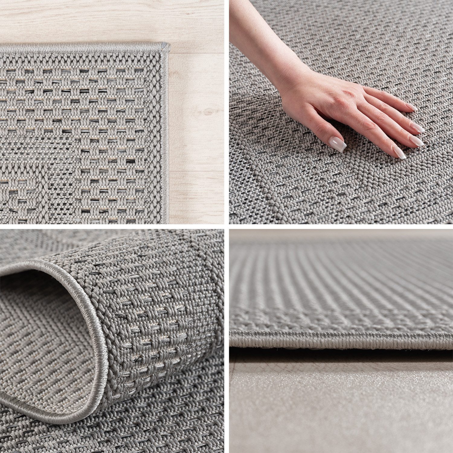 Teppium Teppich Schlichter Flatweave Teppich mit Rahmen, Rechteckig, Höhe: günstig online kaufen