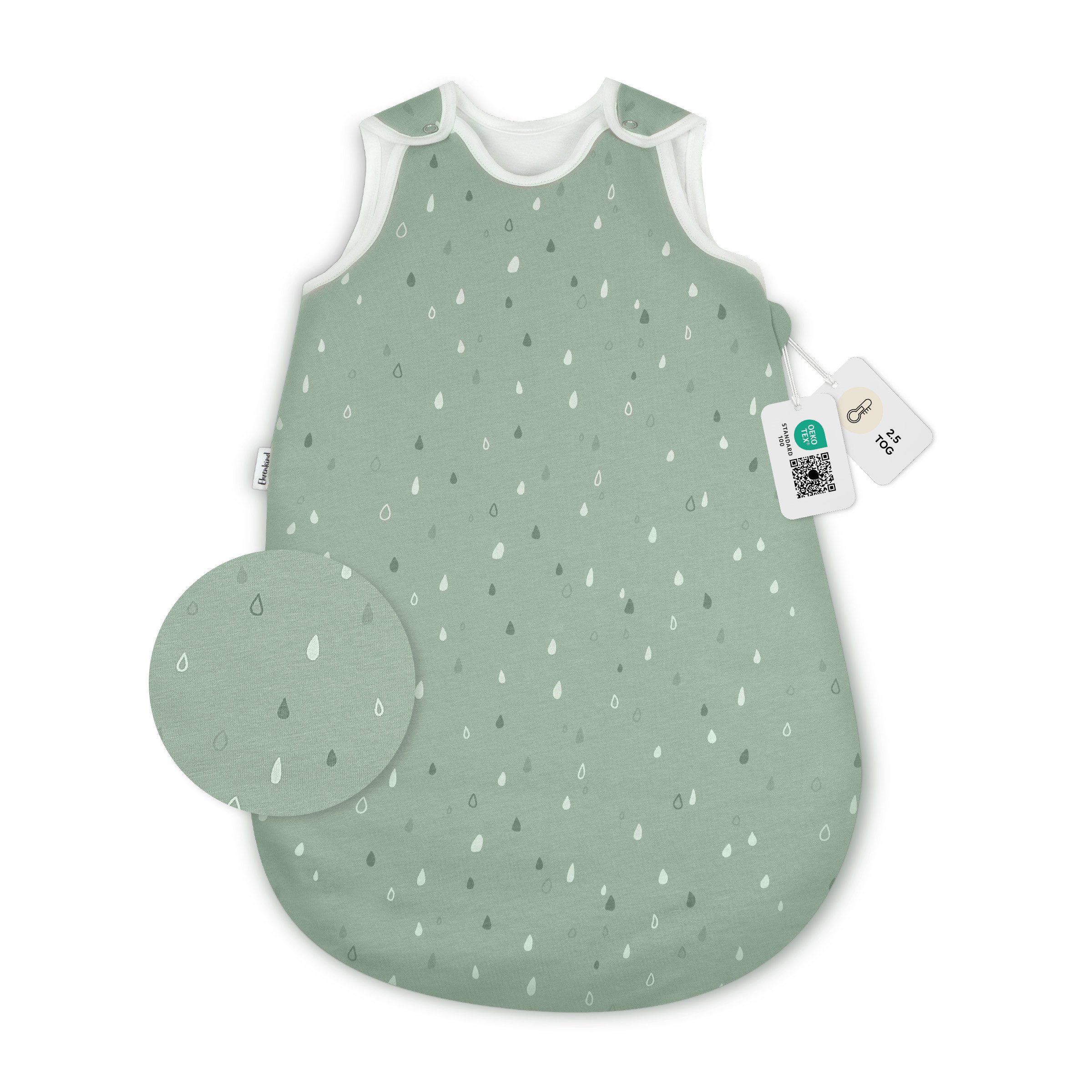 Ganzjahresschlafsack Schlafsack Rund 2.5 TOG, Bio-Baumwolle, Baby Schlafsack