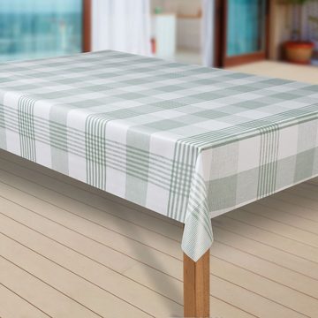 laro Tischdecke Wachstuch-Tischdecken Abwaschbar Streifen weiss grün rechteckig