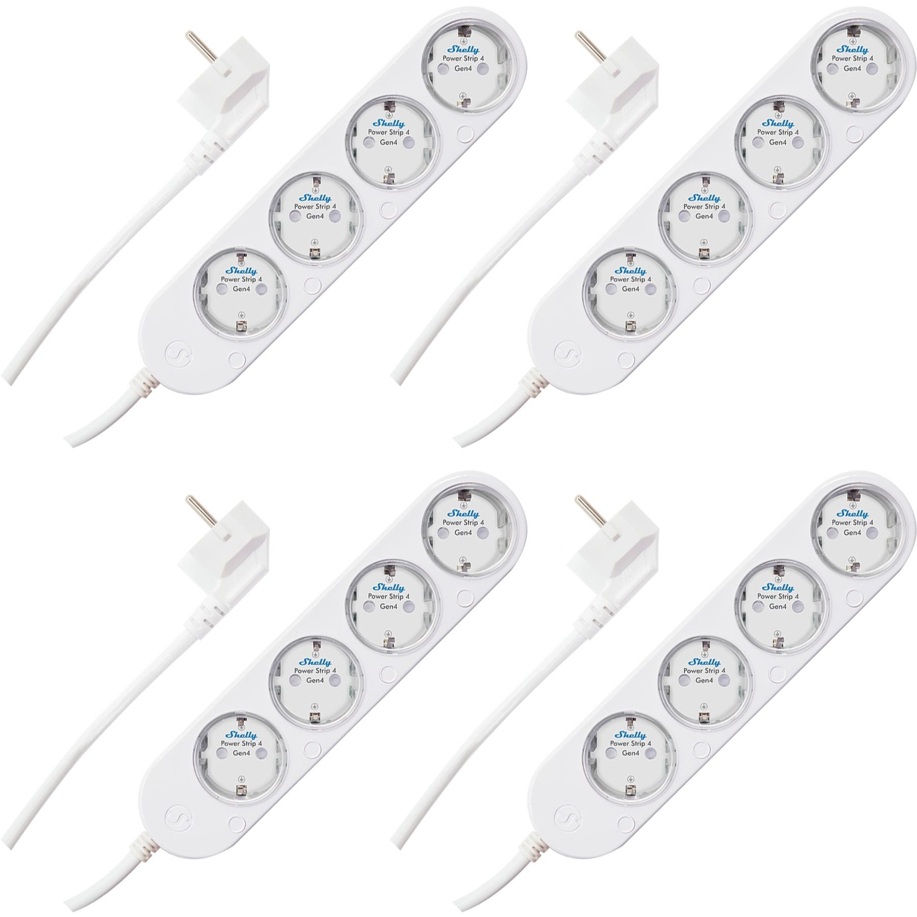 Shelly SHELLY Power Strip 4 Gen4, 4-fach Розеткиleiste, weiß, WiFi Smarte Vierfach-Steckdosenleiste