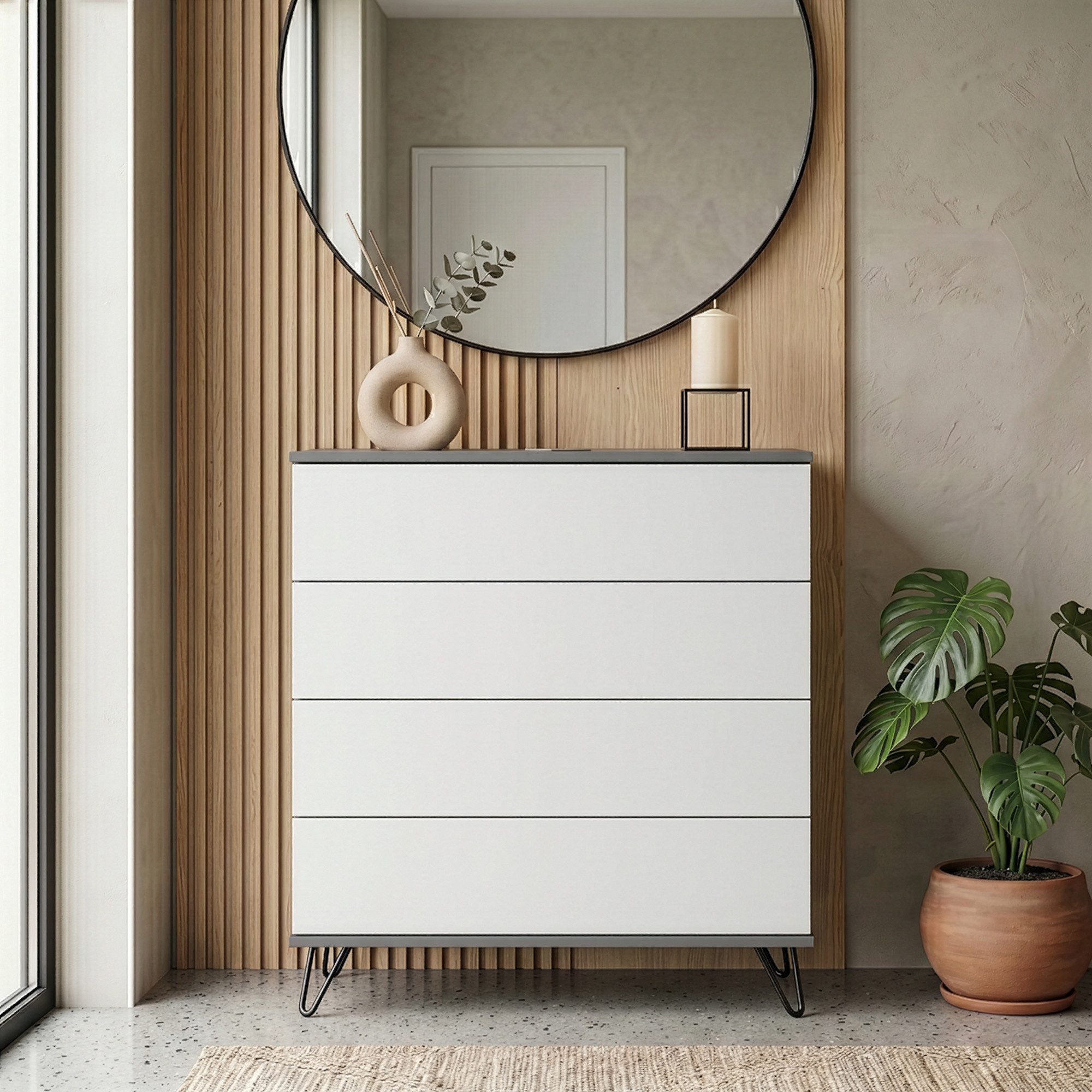 InnoFurn Kommode Elara Schrank (Schubladenschrank), Schrank mit 4 Schubladen, Sideboard mit Push-to-Open – Bild 2 von 5