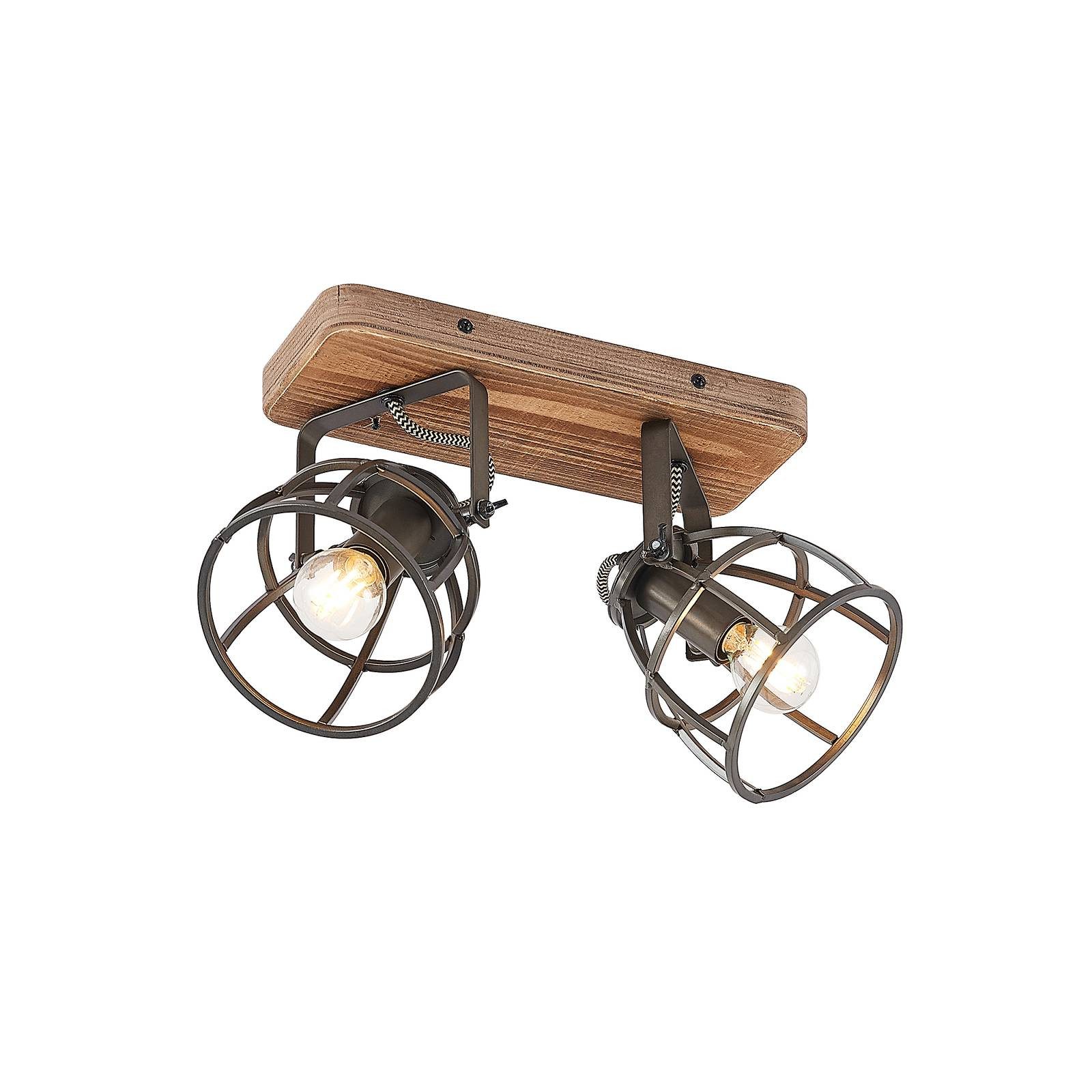 Lindby Deckenleuchten Rutger, Holz IP20, 2 x 25 W
