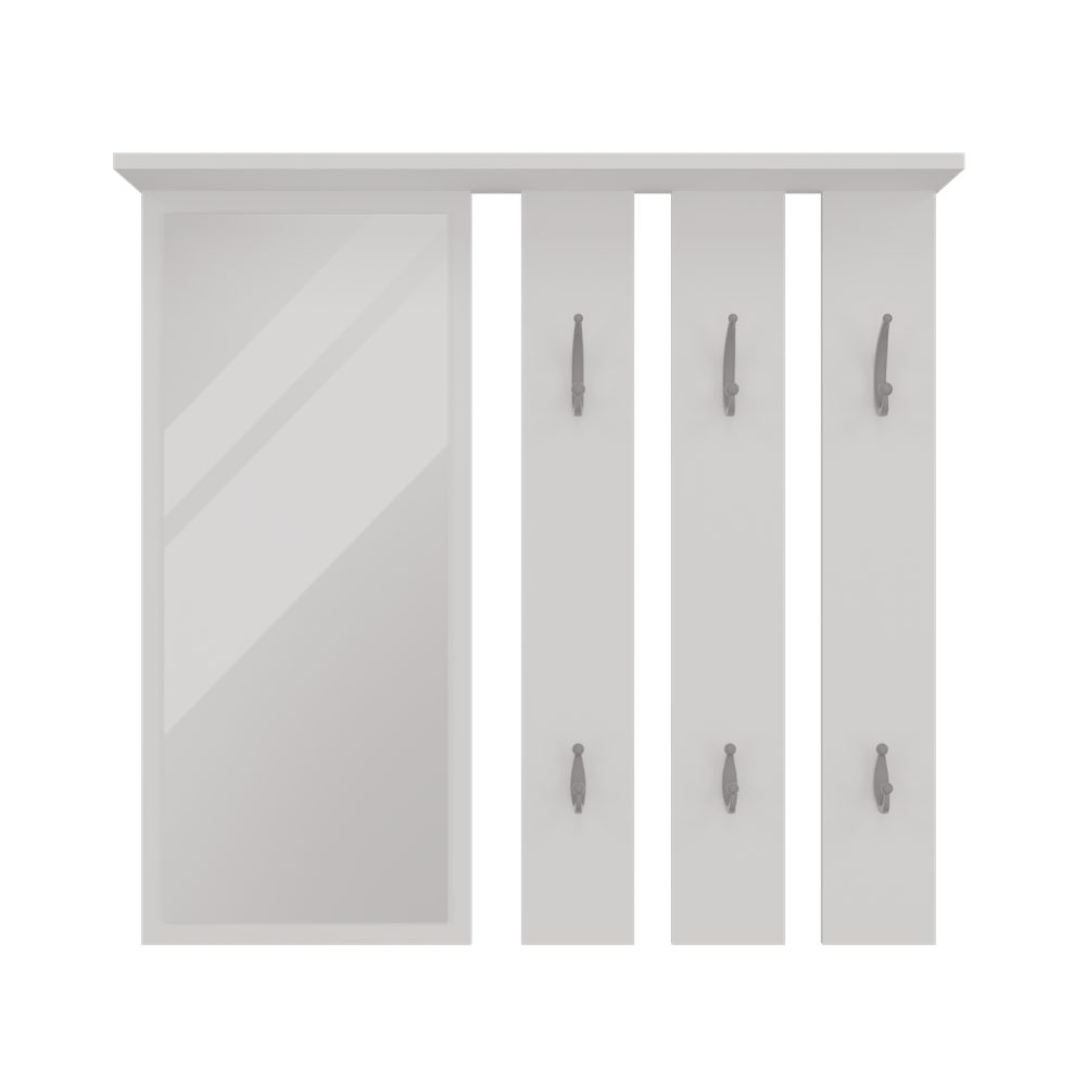 Raumhirsch Furniture Wandgarderobe mit Spiegel, Garderoben-Set, Flurgarderobe (Maße 85 x 15 x 82 cm, 6 Haken), verschiedene Farbvarianten, Hochwertig & stabil