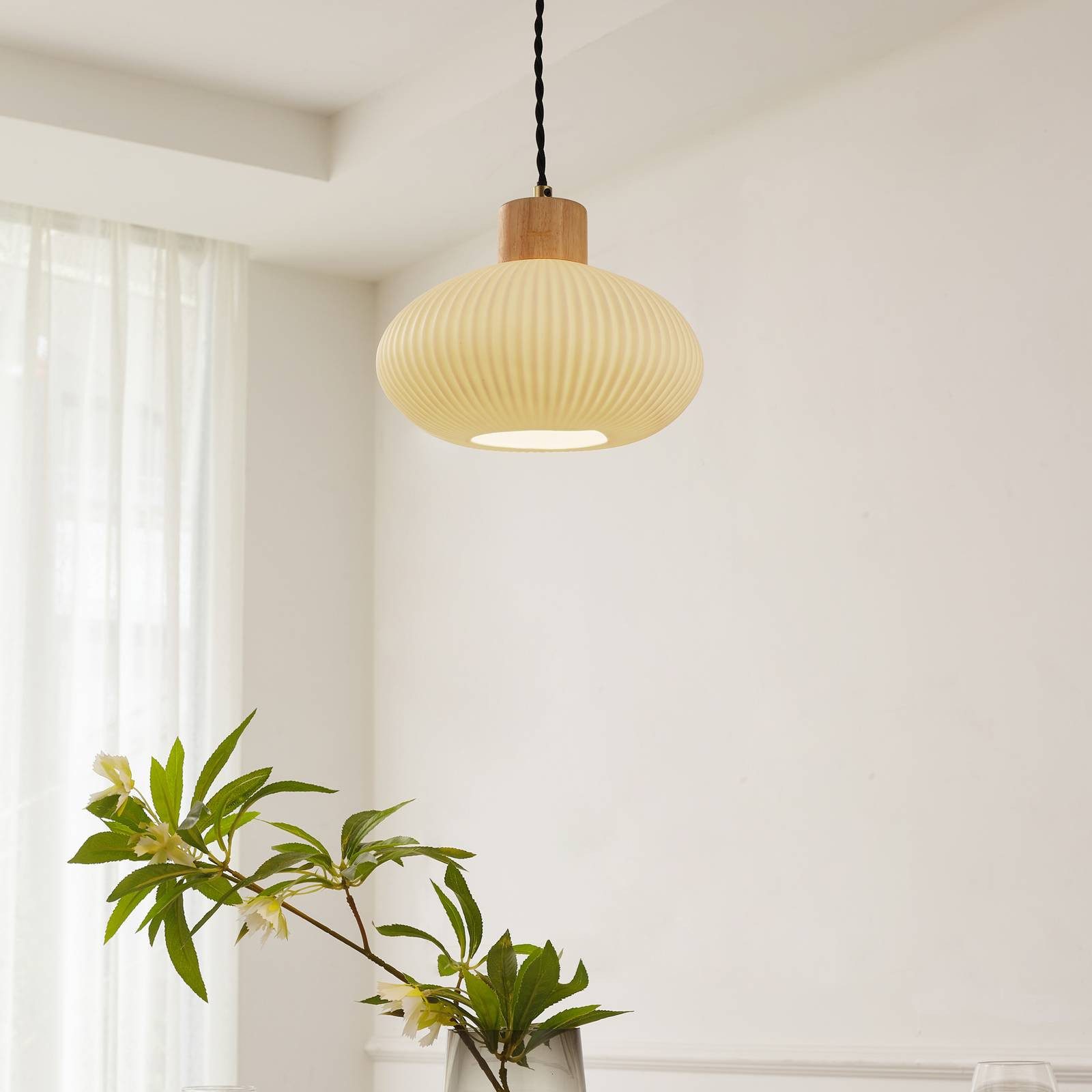 Lindby Hängeleuchte Paulie, Keramik Weiß IP20, 1 x 15 W LED
