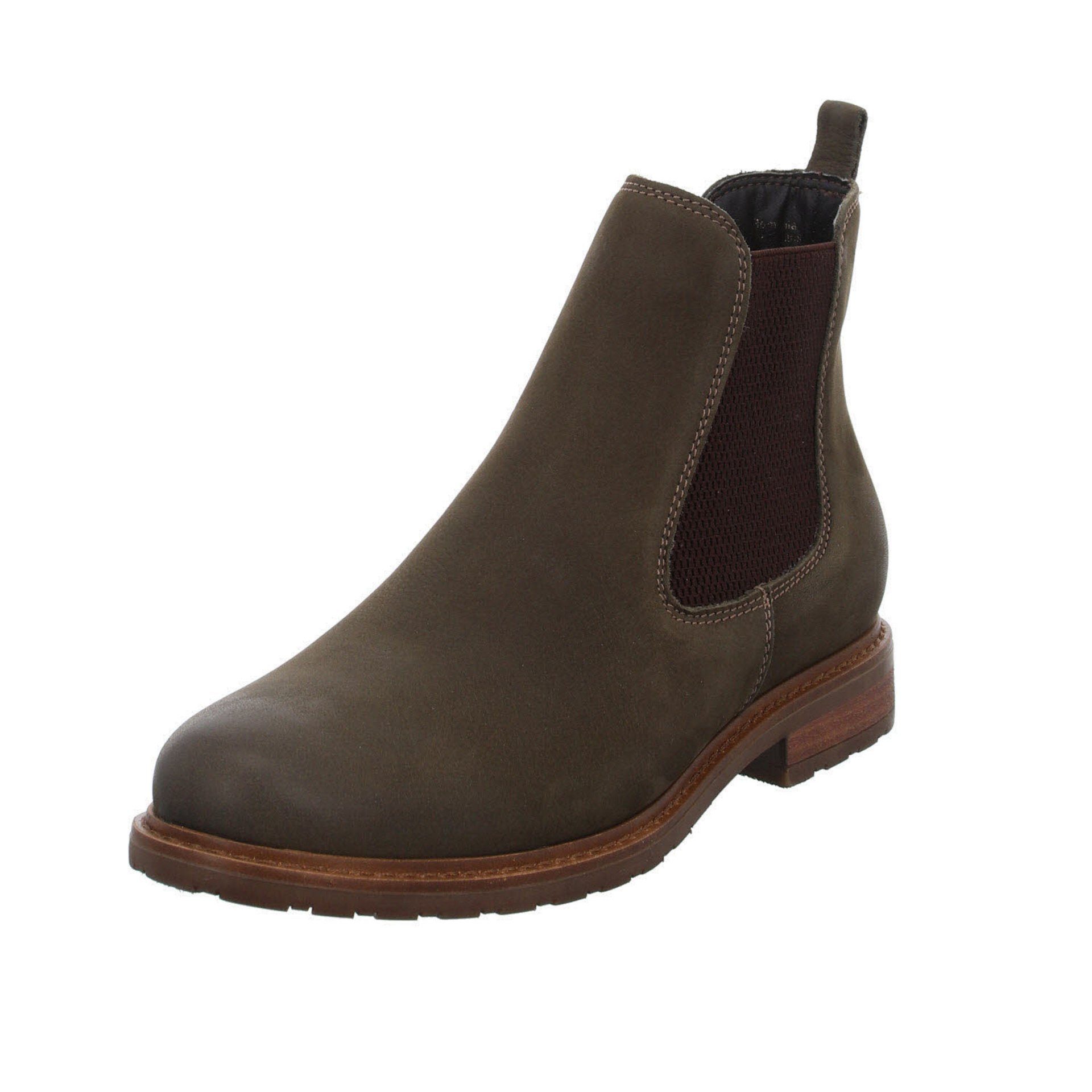 Tamaris Chelsea Boots Elastikeinsatz Chelseaboots Leder-/Textilkombination DK. OLIVE/MOC.