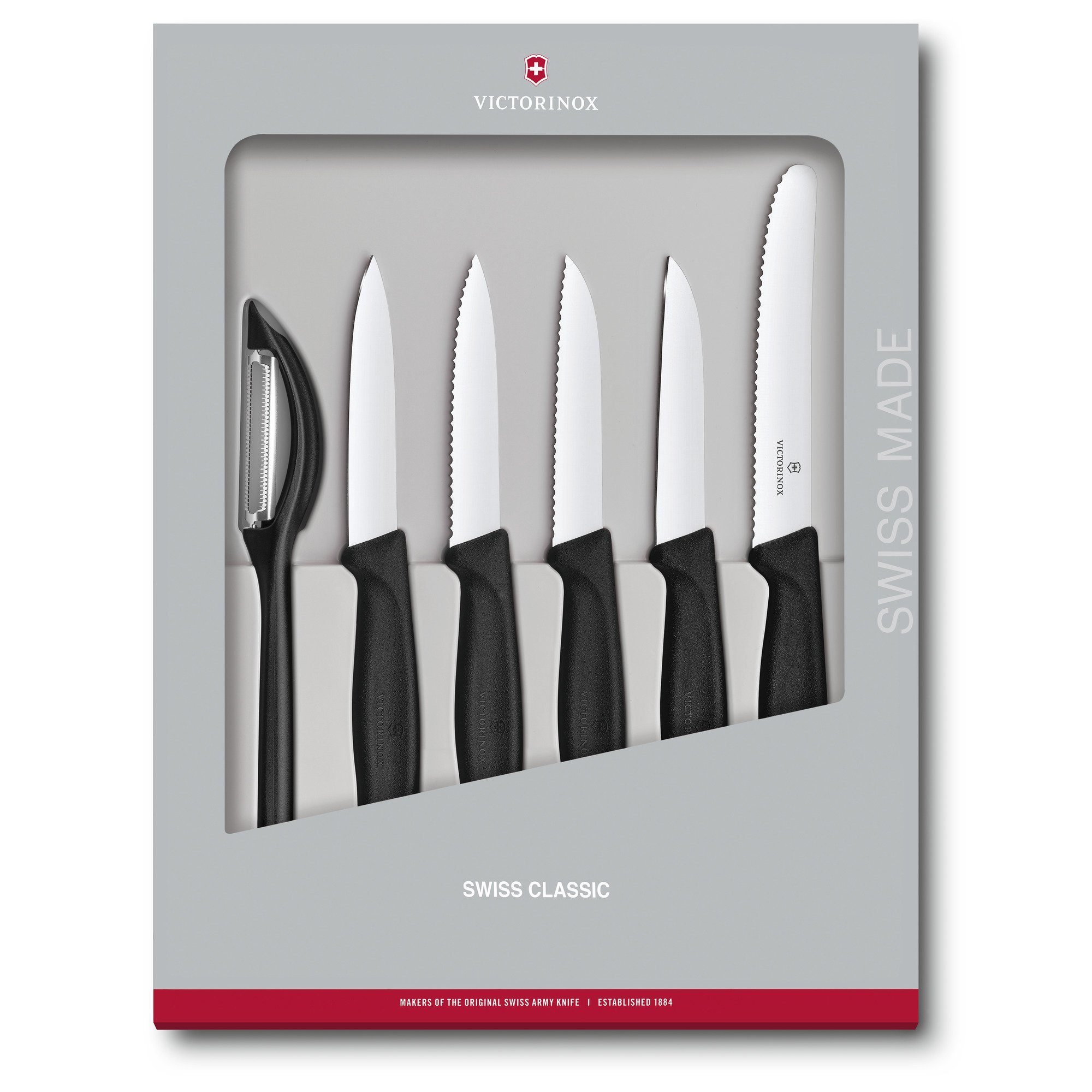 Swiss Classic 6-teilig schwarz Messer-Set Victorinox Gemüsemesser-Set,