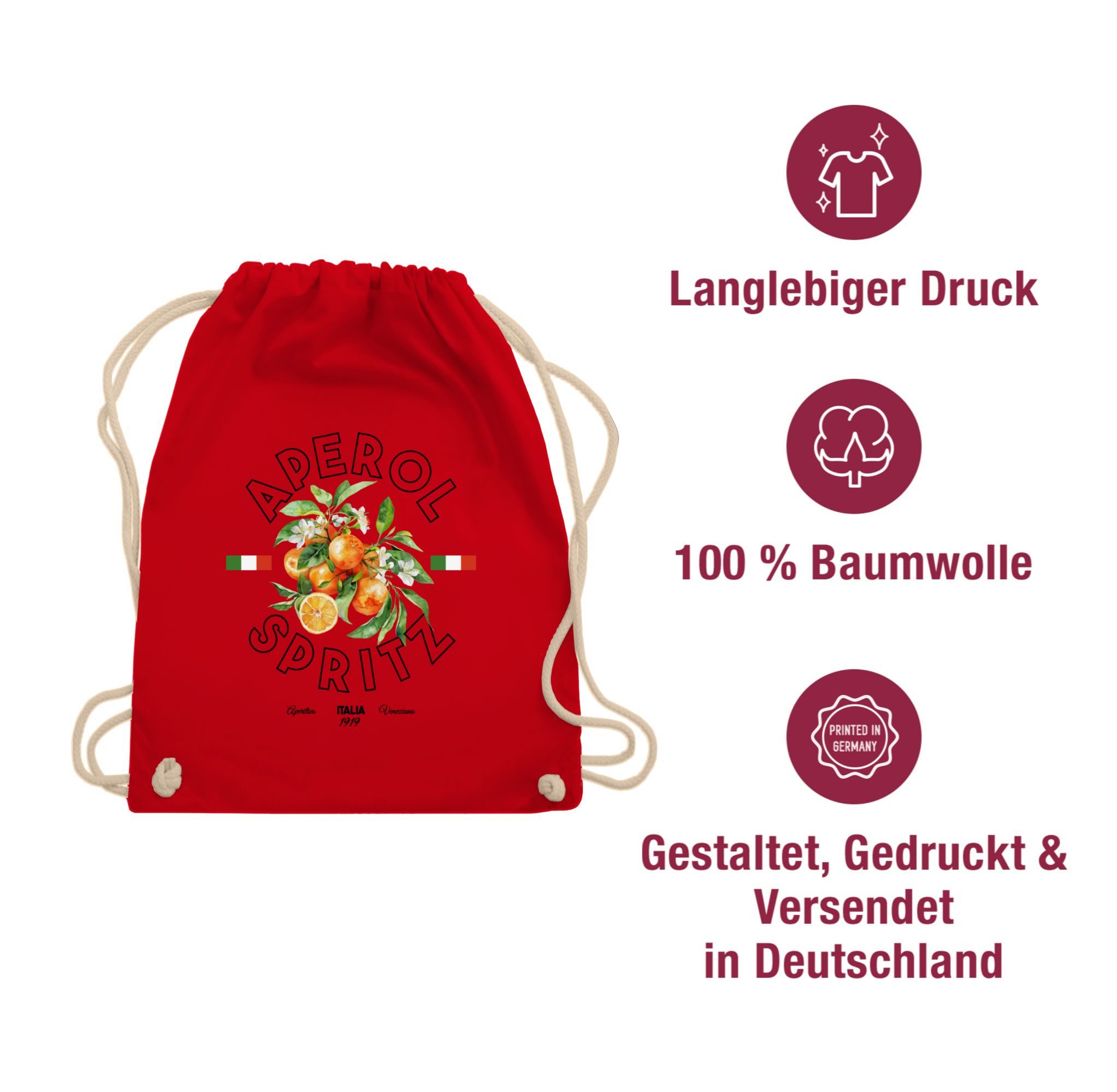 Shirtracer Turnbeutel Aperol Spritz Italia 1919, Aperol Merchandise, Aperol Accessoires, Party & Alkohol