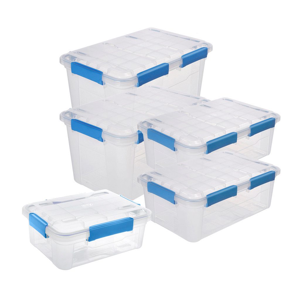 Kreher Aufbewahrungsbox mit Deckel 'IP67' wasserdicht & staubdicht, transparent (Set wählbar)