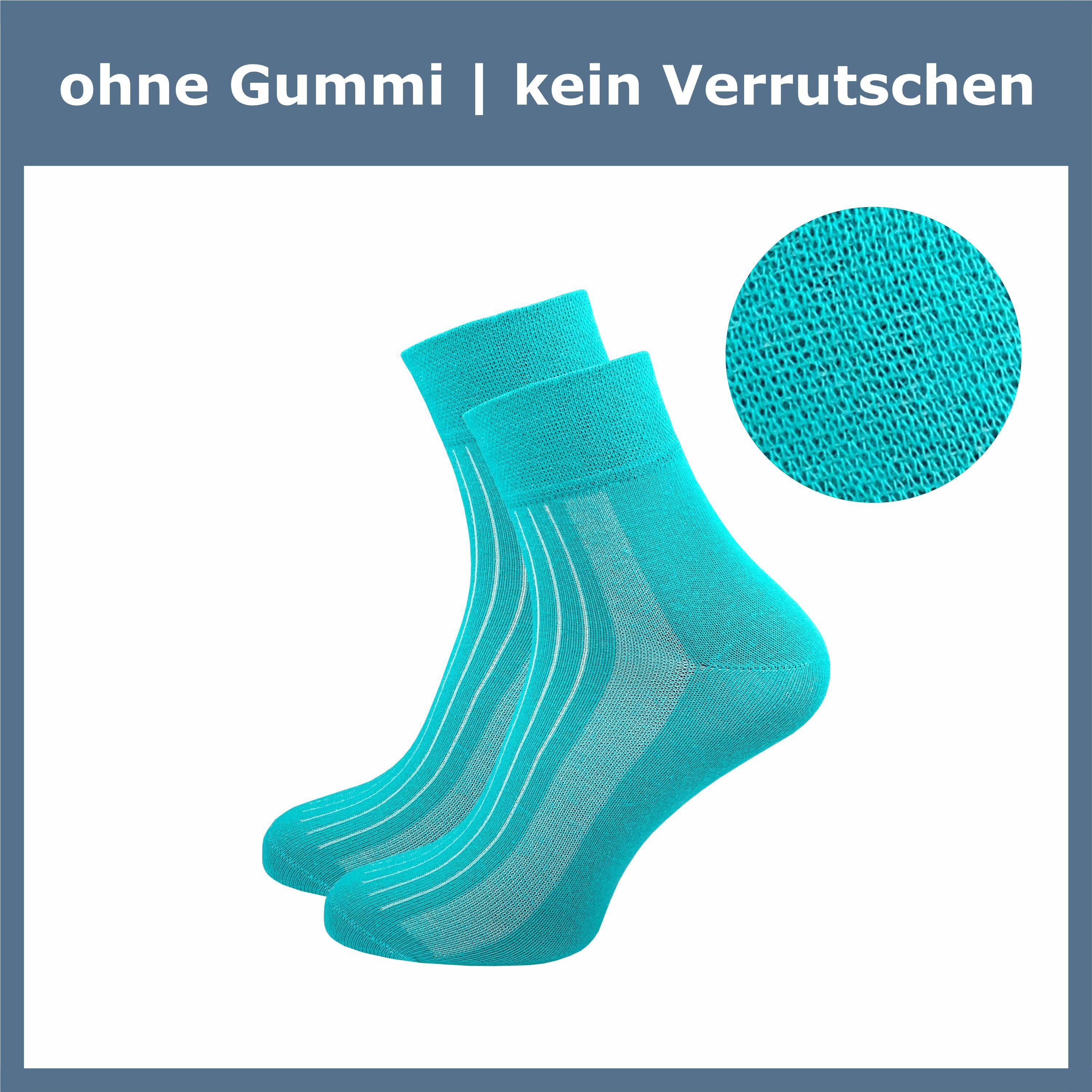 GAWILO Diabetikersocken für Damen ohne Gummibund & ohne Naht - kurze Socke (6 Paar) Breiter Piquet-Strick am Komfortbund, Venensocke aus weicher Baumwolle