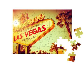 puzzleYOU Puzzle Las Vegas, Nevada: berühmtes Schild, Vintage-Look, 48 Puzzleteile, puzzleYOU-Kollektionen USA