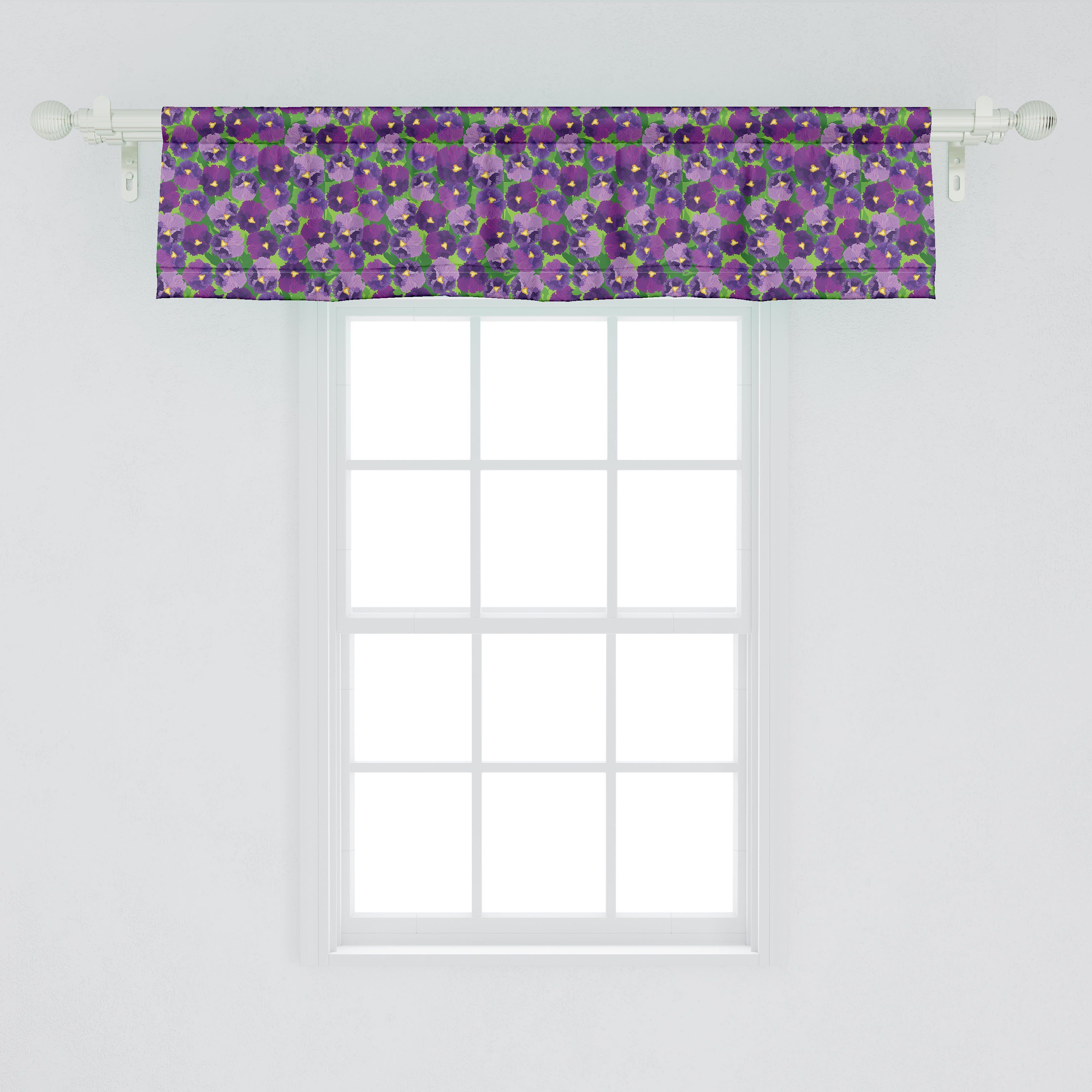 Pansy Green Vorhang Stangentasche, für Schlafzimmer Volant Dekor Microfaser, mit Blume Abakuhaus, mit Field Küche Scheibengardine