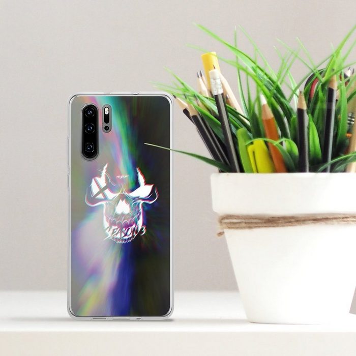 DeinDesign Handyhülle Totenkopf Moji Youtube Glitch Skull Huawei P30 Pro New Edition Silikon Hülle Bumper Case Handy Schutzhülle