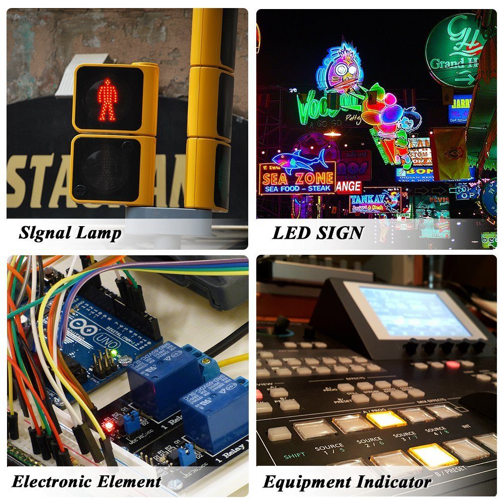 Ogeled LED-Leuchtmittel 3mm, 5mm, LED, in UV grün, gelb, warmweiß, Leuchtdiode, blau, 10 rot, weiß, Diodenlichter, cyan, Dioden, Lampe, Glühbirnen, orange, pink, St