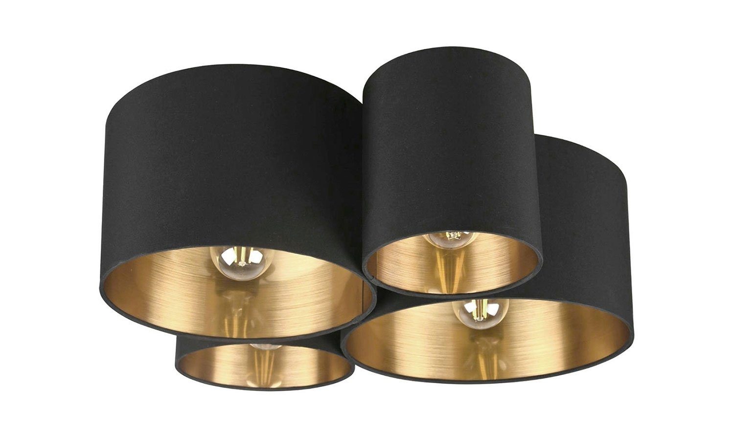 Reality Leuchten Deckenleuchte CARLTON, 4-flammig, Goldfarben, Schwarz, ohn günstig online kaufen