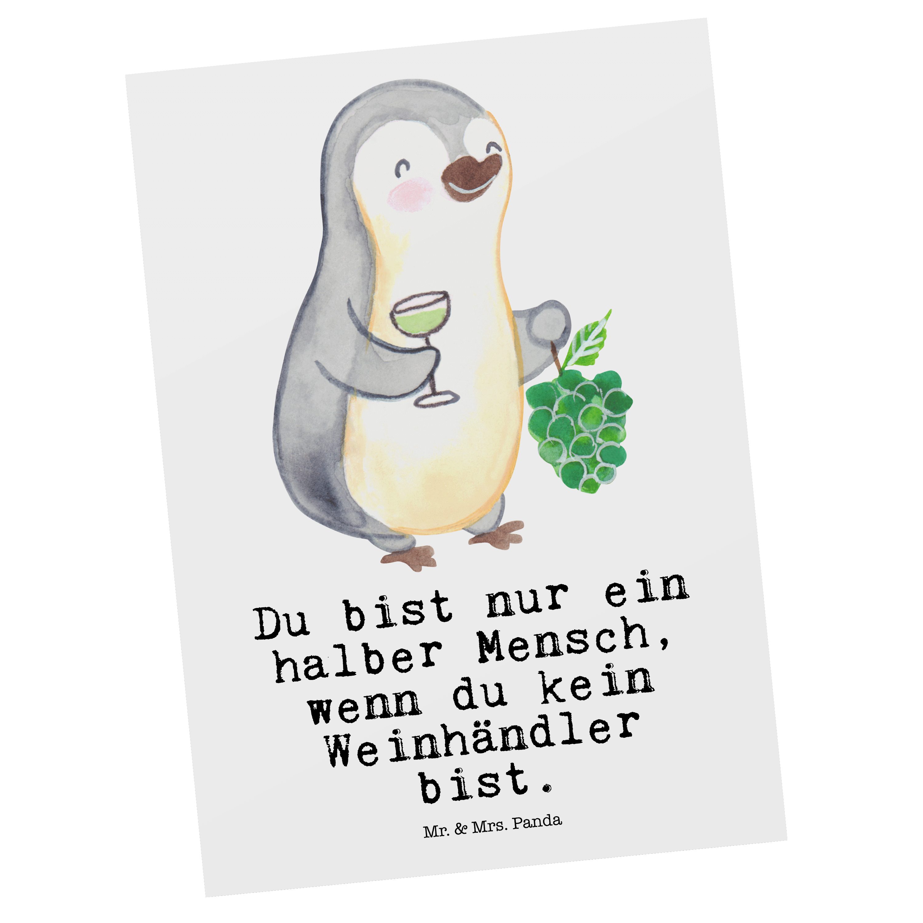 Mr. & Mrs. Panda Postkarte Weinhändler mit Herz - Weiß - Geschenk, Grußkarte, Kollegin, Danke, G