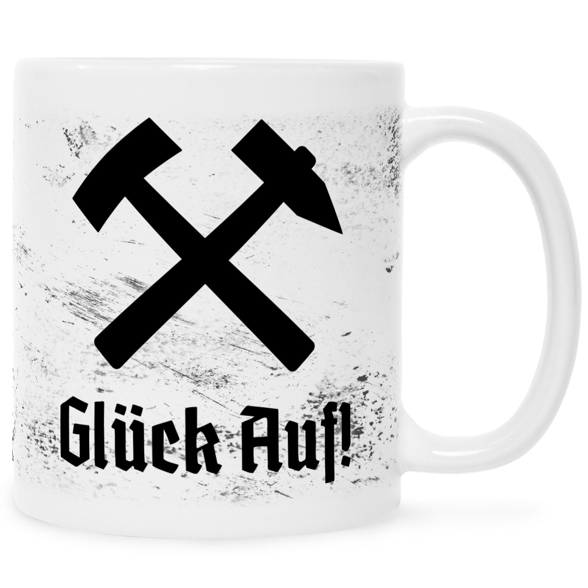 GRAVURZEILE Tasse Bedruckte Tasse mit Spruch – Glück Auf! - Lustige Geschenke - für Mama Papa Freunde Geburtstag Muttertag Vatertag Weihnachten - Männer & Frauen - Sie & Ihn Weiß