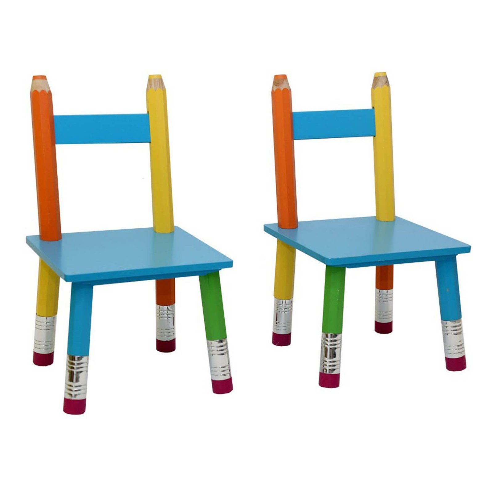 HTI-Line children's seating group, children's table group, colored pencil design (3-piece set, 1 table and 2 chairs), children's chair, children's table, children's furniture