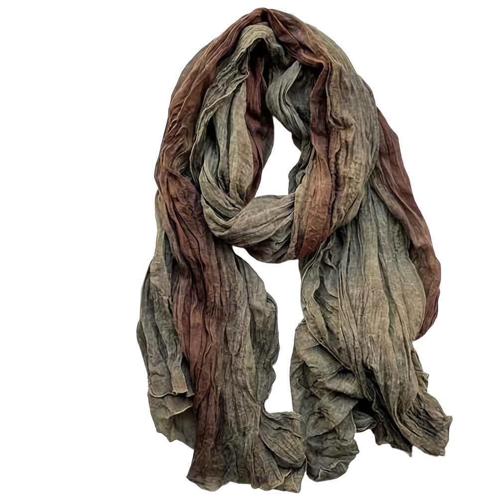 Blusmart Modeschal Leinen-Schal mit Ombre-Batik- und Faltenmuster, (Warm und stylisch, Retro-ethnischer Baumwoll), Für Damen als Schal oder Umhang