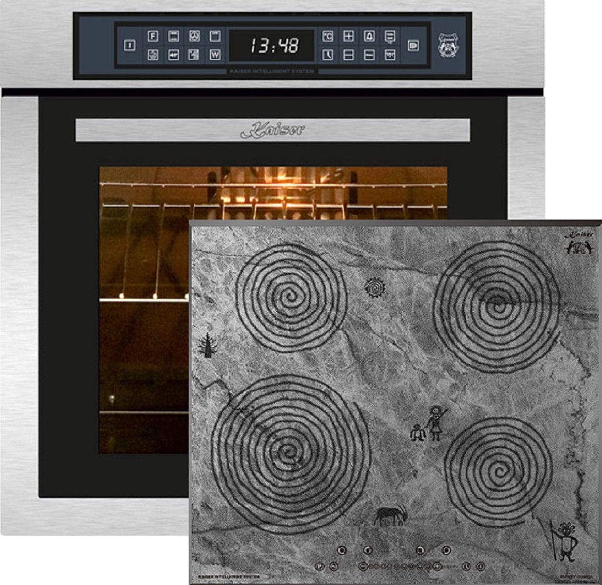 Backofen-Set Herd Set Autark Einbaubackofen Edelstahl,79L 15 Fkt. mit Induktions-Kochfeld, 	4 Induktions-Kochzonen mit Power-Funktion, 60 cm EH 6306 R +KCT 6705 FI Ära