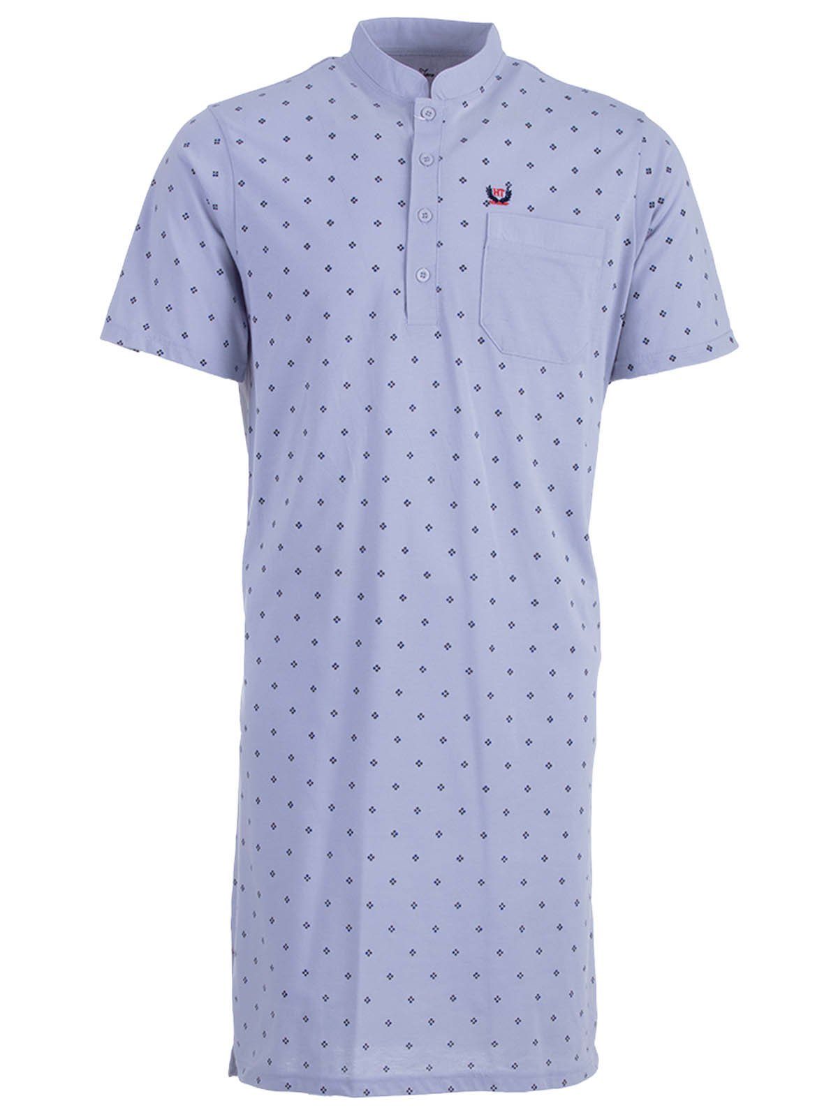 Henry Terre Nachthemd Nachthemd Kurzarm- Stehkragen grau