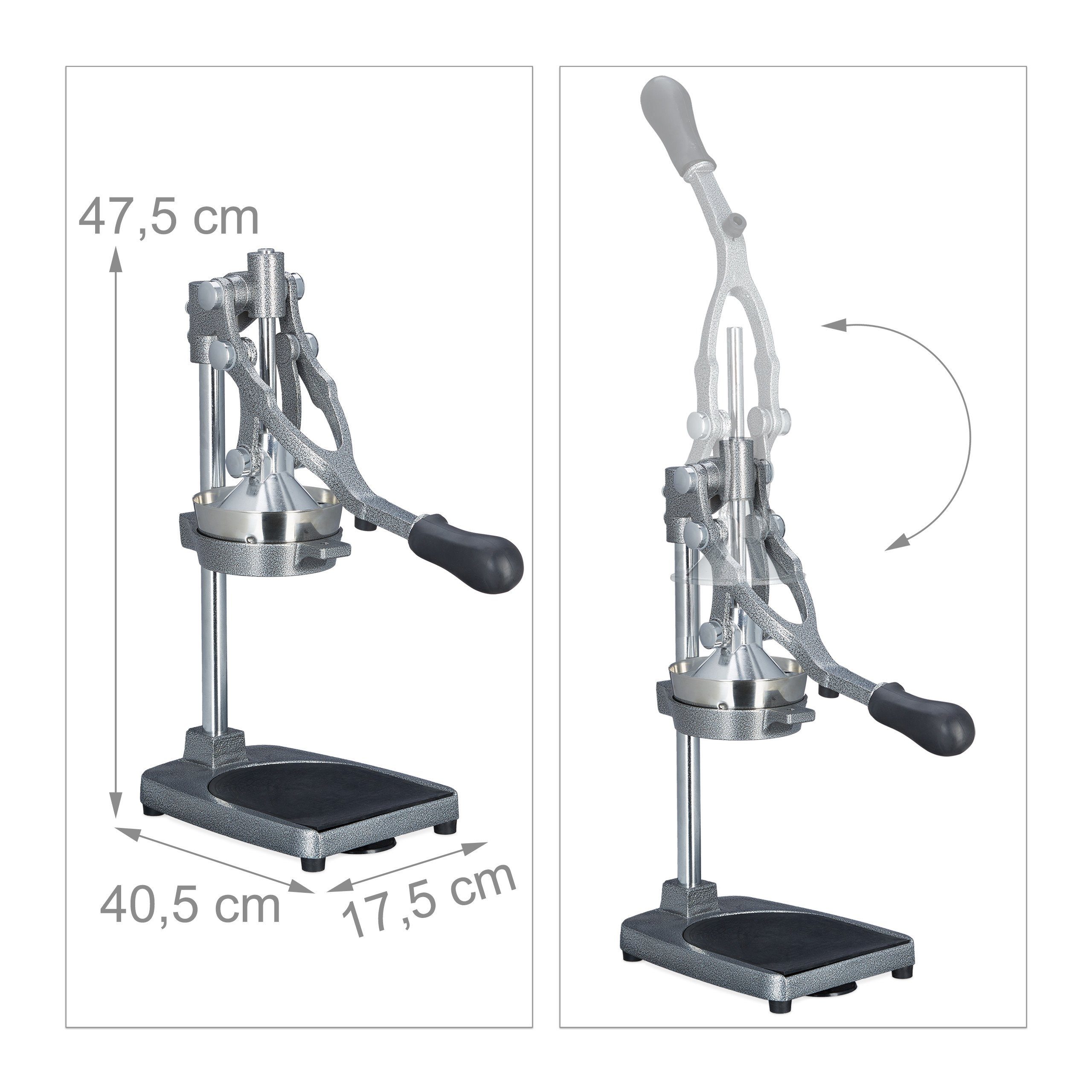 relaxdays 2in1 Zitruspresse Saftpresse manuell mit Schneide-Aufsatz, 0 W – Bild 4 von 5