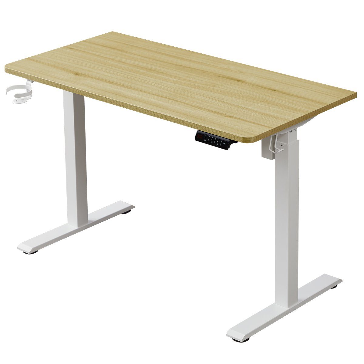 KOWO Schreibtisch 120cm / 160cm Schreibtisch höhenverstellbar Elektrisch Bürotisch, Home Office, mit 4 Memory-Steuerung, mit Touchscreen, USB Adapter Holzmaserung