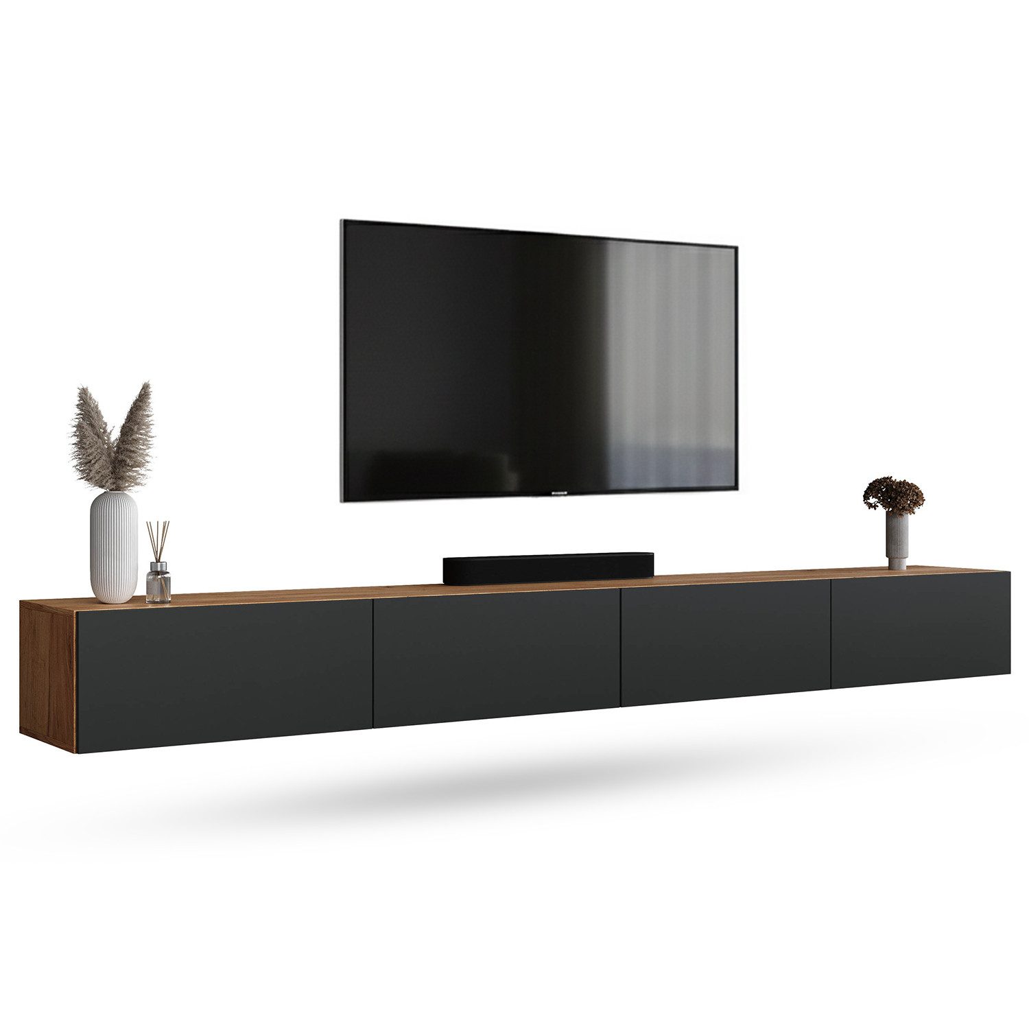 TV-Schrank West TV-Board, Fernsehtisch 280 cm lang, TV-Lowboard