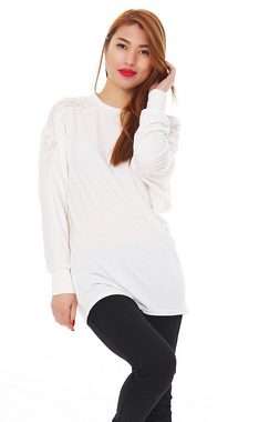 Mississhop Fledermauspullover Spitzenshirt Spitze Spitzen T-Shirt Bluse Shirt M.9009