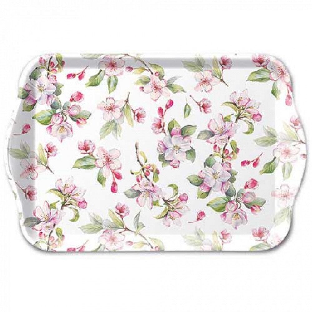 Ambiente Luxury Paper Products Kaffeeservice Frühlingsblüte, Vogel, Tiere, Sommer Blumen, Pflanzen /Tablett (1-tlg), Melamin Serviertablett ca 13x21 cm Kirsch Design -Gebrauchsanweisung: Spülmaschinengeeignet. Ideal zum Servieren von Getränken, kleinen Snacks oder als dekorative Ablage.Gebrauchsanweisung: Spülmaschinengeeignet. Nicht für die Mikrowelle geeignet., /Tee/Kaffee Tasse -Serviertablett -Geschenkidee