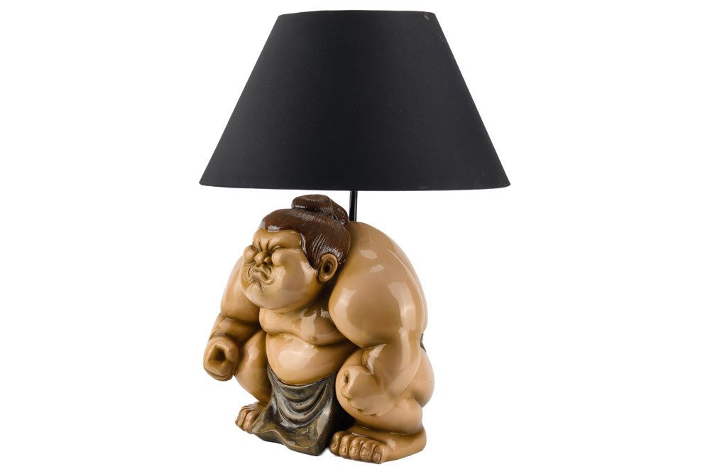 riess-ambiente Tischleuchte SUMO 50cm beige/braun/schwarz - Polyresin, Skulptur, Stoffschirm, Ein-/Ausschalter, ohne Leuchtmittel, Extravagante Leuchte - ideal auf Sideboards, Nachttischen & Kommoden
