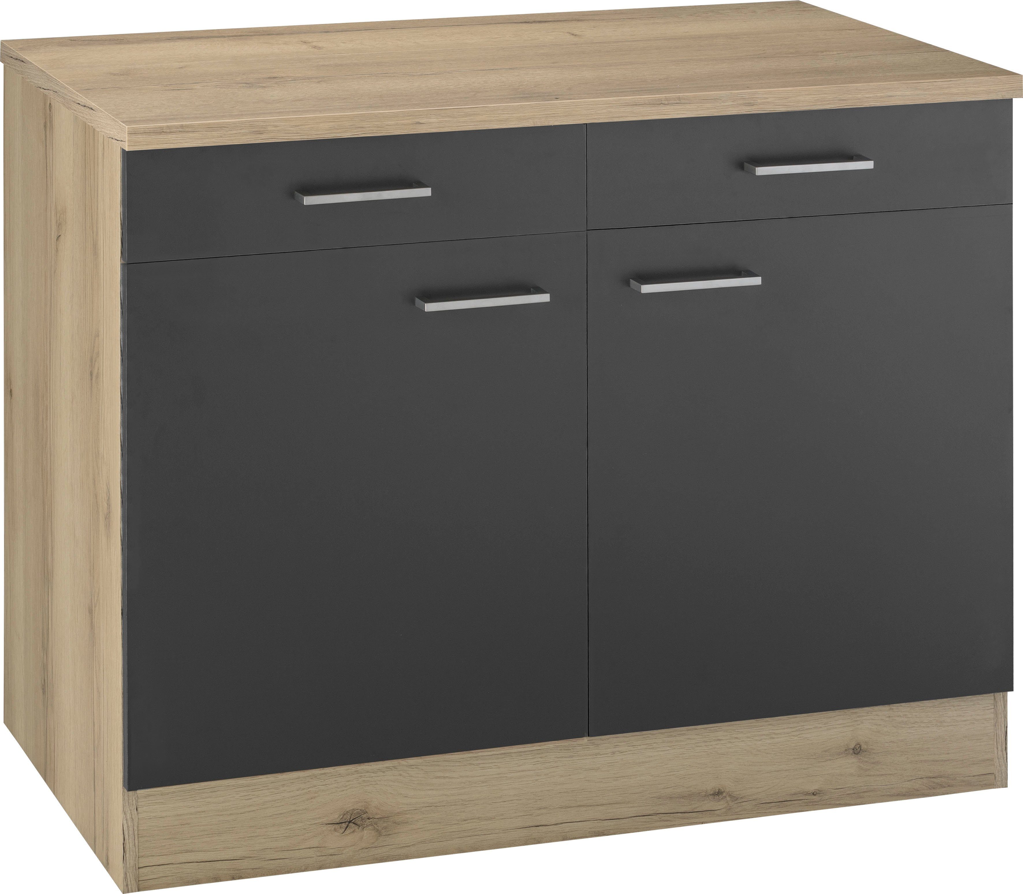 OPTIFIT Unterschrank Iver Breite 100 cm, 2 Türen und 2 Schubkästen, mit 38 mm Arbeitsplatte