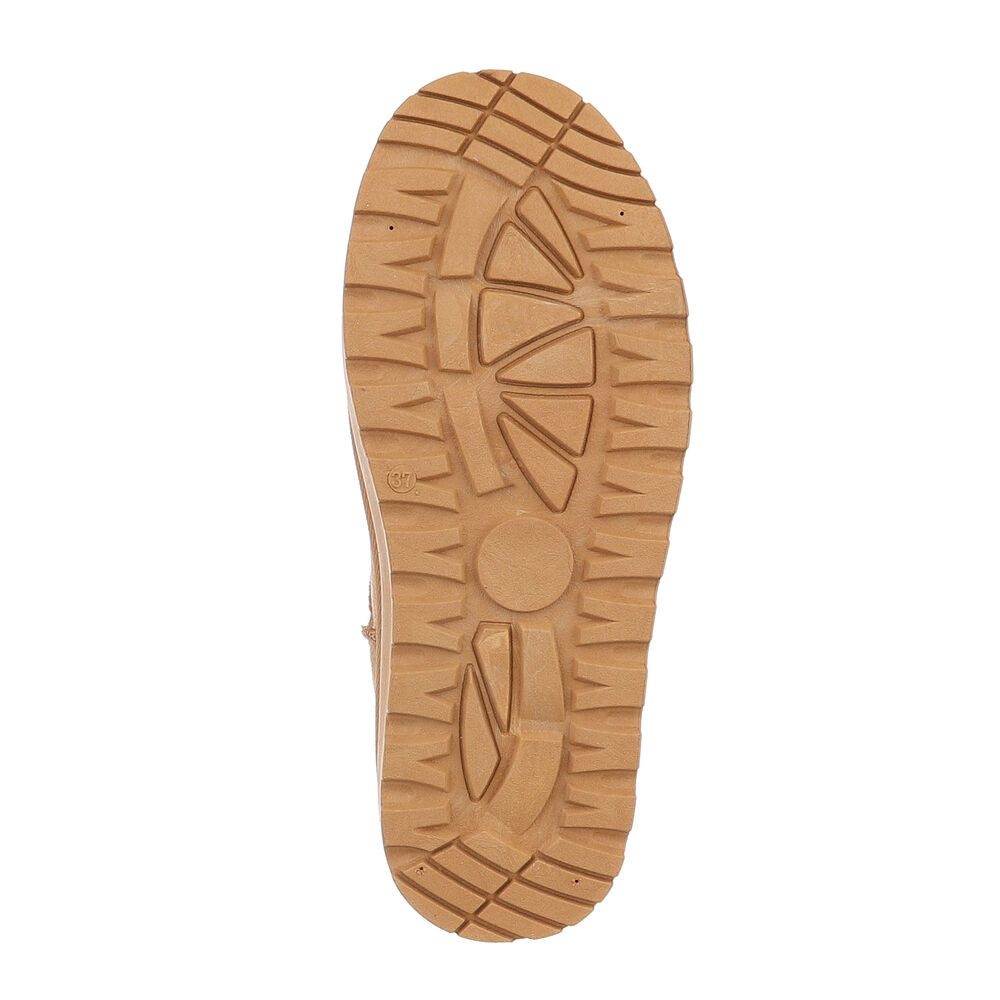 Ital-Design Bequemer Plattform-Echtleder-Schuh für Alltag und Freizeit Snowboots (90471185) Flach Plateaustiefeletten in Camel