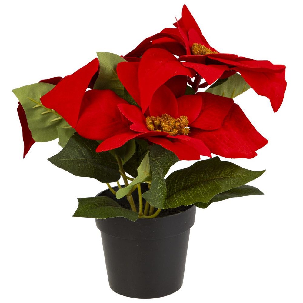 Kunstblume Weihnachtsstern im Topf rot - ca. 24 cm, MICA