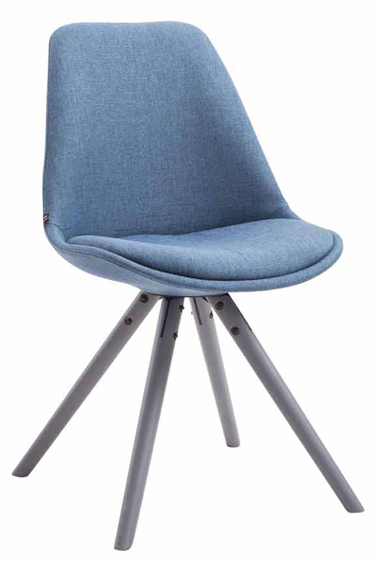 TPFLiving Besucherstuhl Toulon mit hochwertig gepolsterter Sitzfläche - Konferenzstuhl (Küchenstuhl - Esszimmerstuhl - Wohnzimmerstuhl), Gestell: Buchenholz grau rund - Sitzfläche: Stoff blau