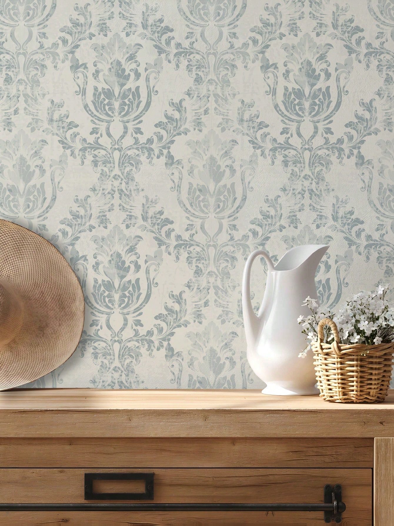 HomeBella Mustertapete Selbstklebende Tapete Vintage Muster Retro Damast Design, Wasserfest & Einfach anzubringen