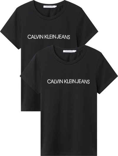 Calvin Klein Jeans Rundhalsshirt »Institutional Logo 2-pack tee« (Packung, 2er-Pack) mit Calvin Klein Jeans Logo-Schriftzug