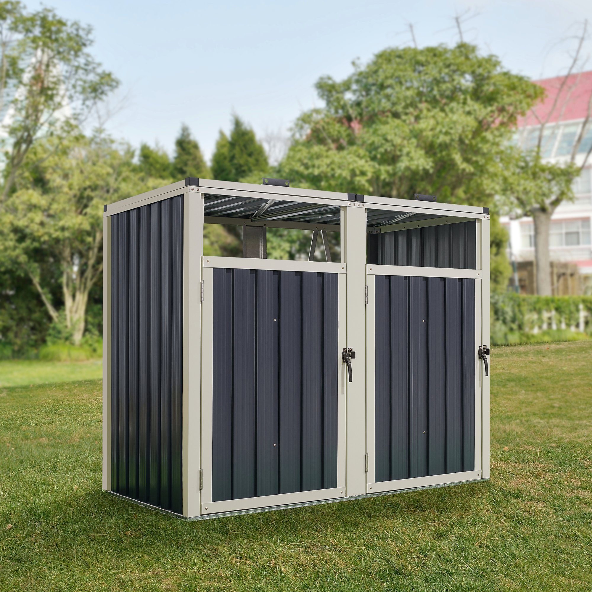 pro.tec Mülltonnenbox, »Tarbek« Mülltonnen Verkleidung für 2 Tonnen 240 L Stahl Anthrazit