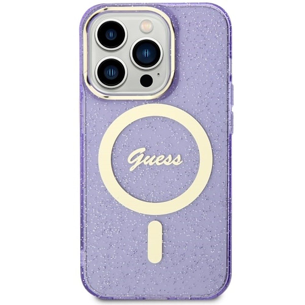 Guess Smartphone-Hülle Handyhülle Schutzhülle Glitzerhülle 6,7", MagSafe, Glitzer, Guess-Logo, TPU/PC