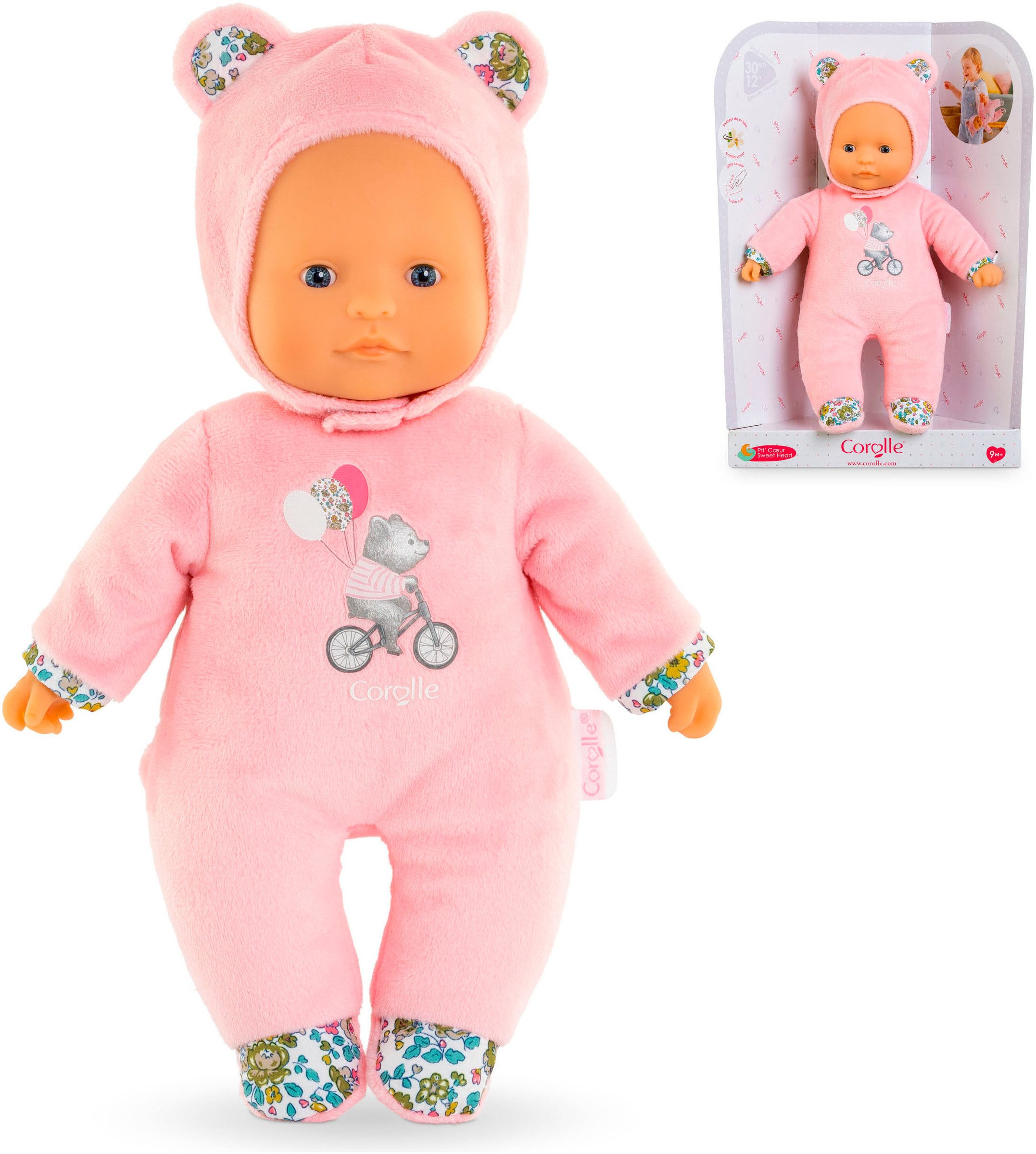 Babypuppe Mon Doudou, Sweetheart, rosa Bär