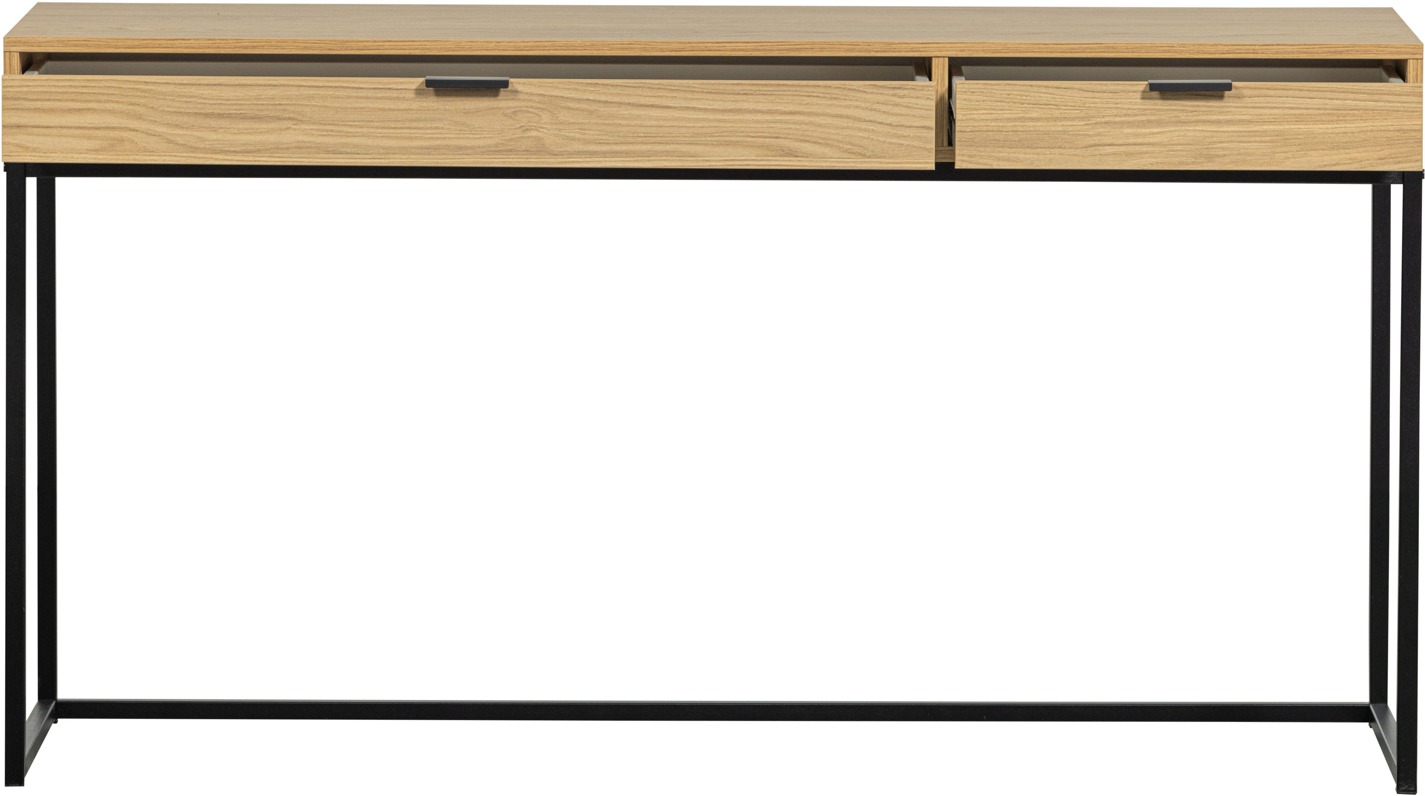 WOOOD Schreibtisch Silas FSC®-Eschenholz massiv mit Metallgestell H 75 x B 140 x T 44 cm, Tragkraft Deckfläche 35 kg, kratz- und hitzebeständige Oberfläche