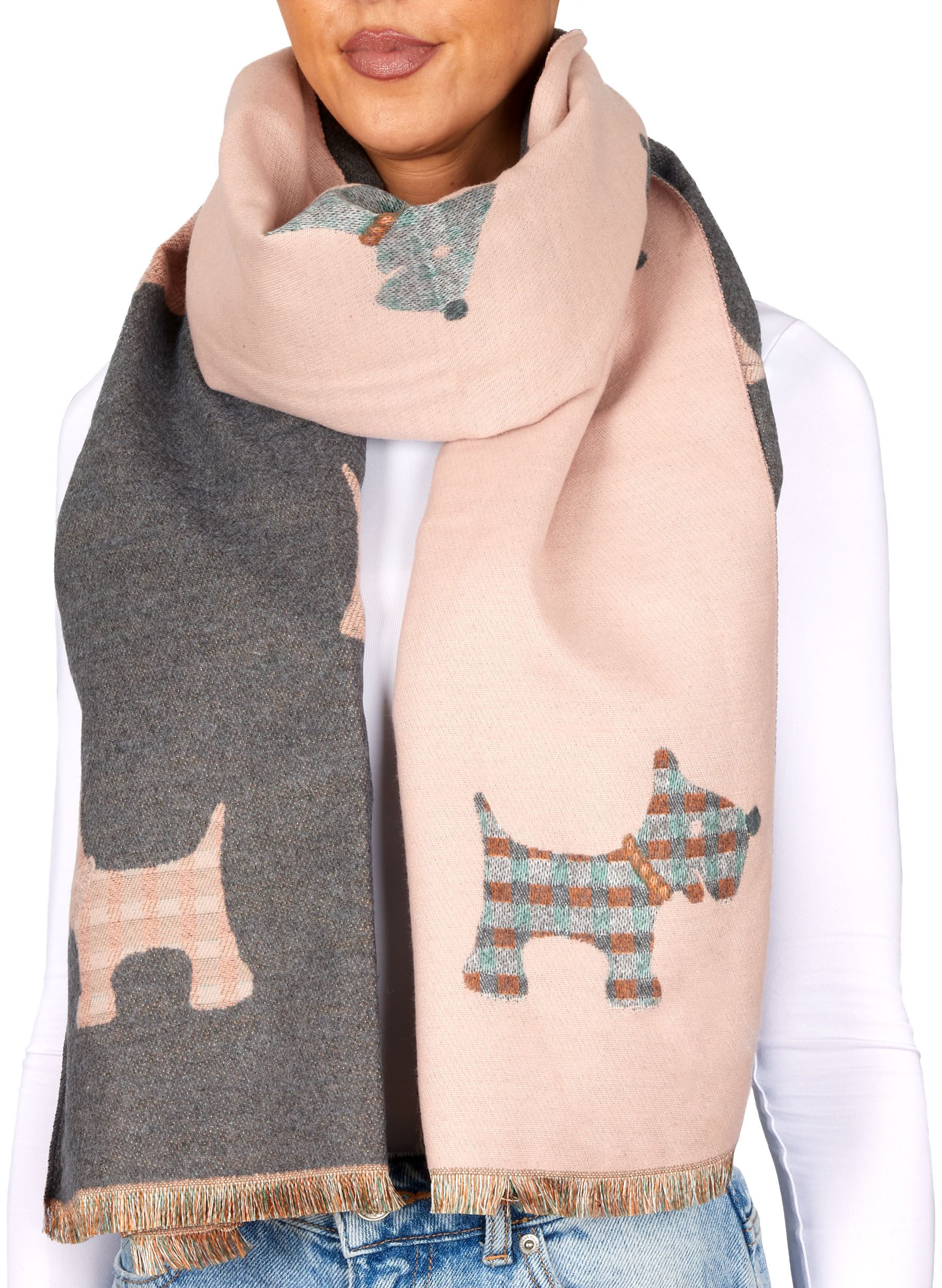 BRUBAKER Schal Cashmirillo Damen Schal mit Hunde Muster - Warm und Kuscheli günstig online kaufen