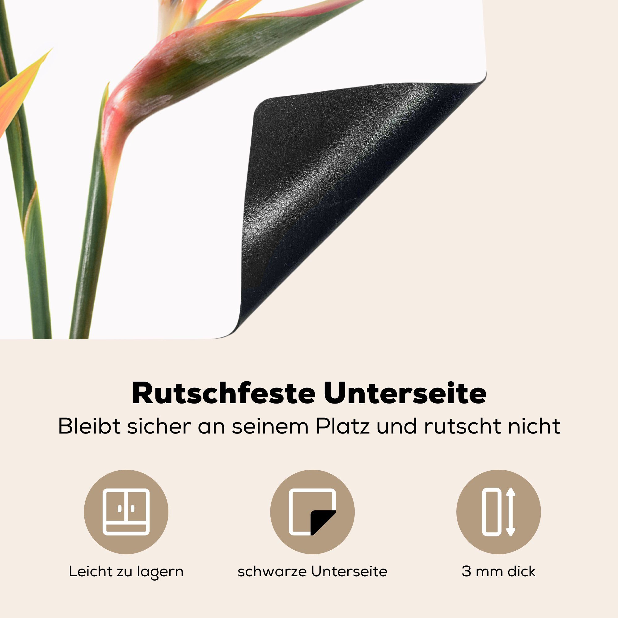 MuchoWow Herdblende-/Abdeckplatte Pflanzen, Arbeitsfläche 60x52 cm, Natur Orange - tlg), nutzbar, Blumen Vinyl, - (1 Mobile - Ceranfeldabdeckung