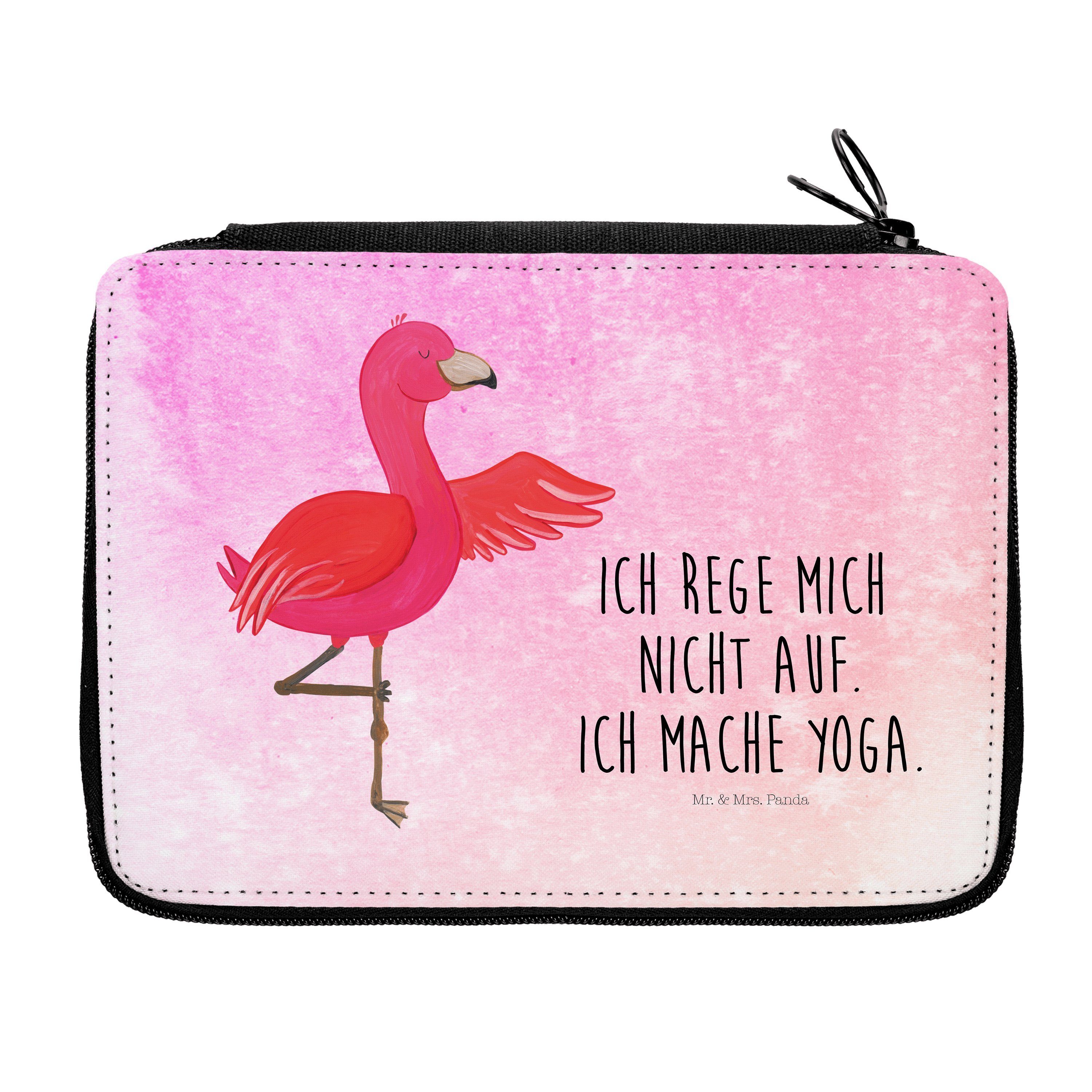 Mr. & Mrs. Panda Federmäppchen Flamingo Yoga - Aquarell Pink - Geschenk, Stiftetasche, Kinder Federm, (1-tlg)