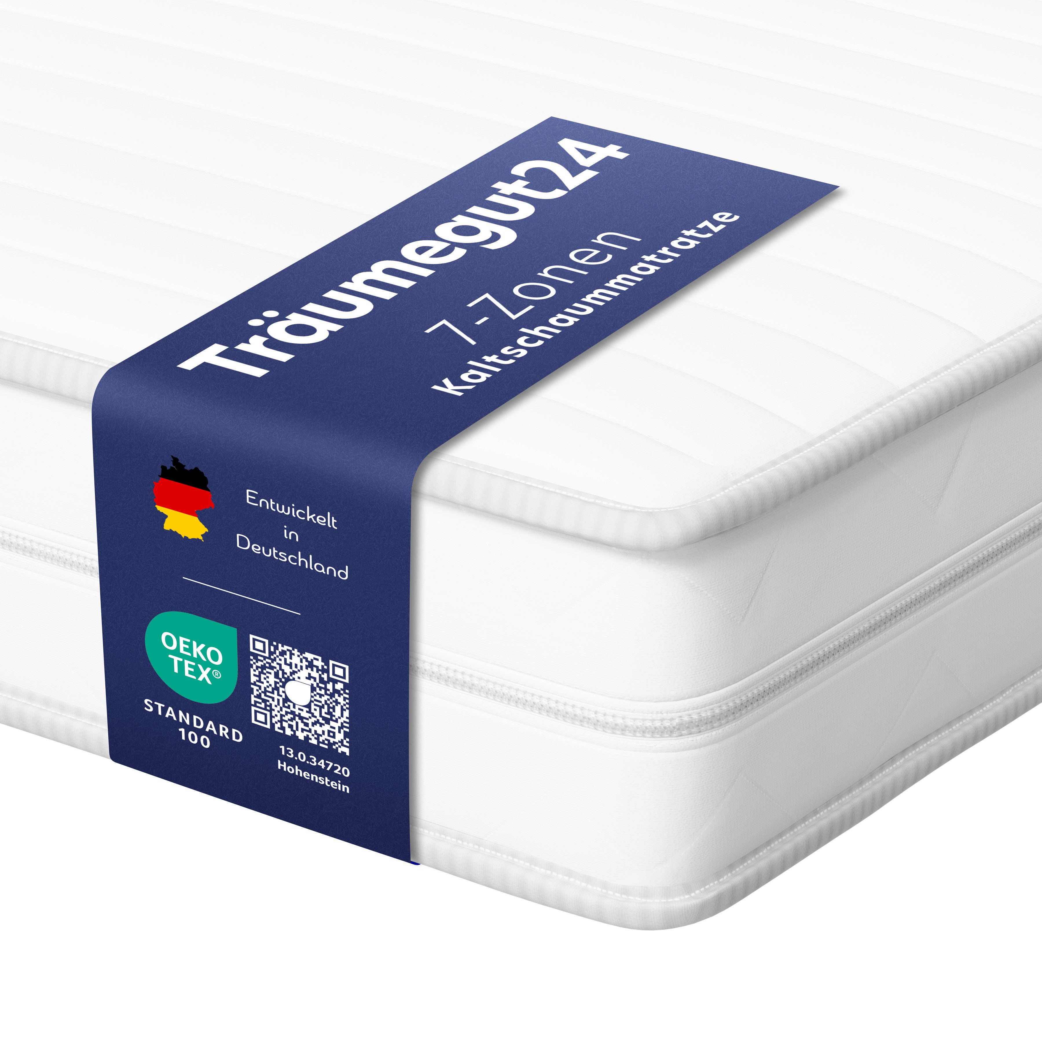 Kaltschaummatratze AquaFlex - 7-Zonen Wendematratze mit zwei Liegeseiten H3&H4, Träumegut24, verschiedene Größen, Höhen und Härtegrade