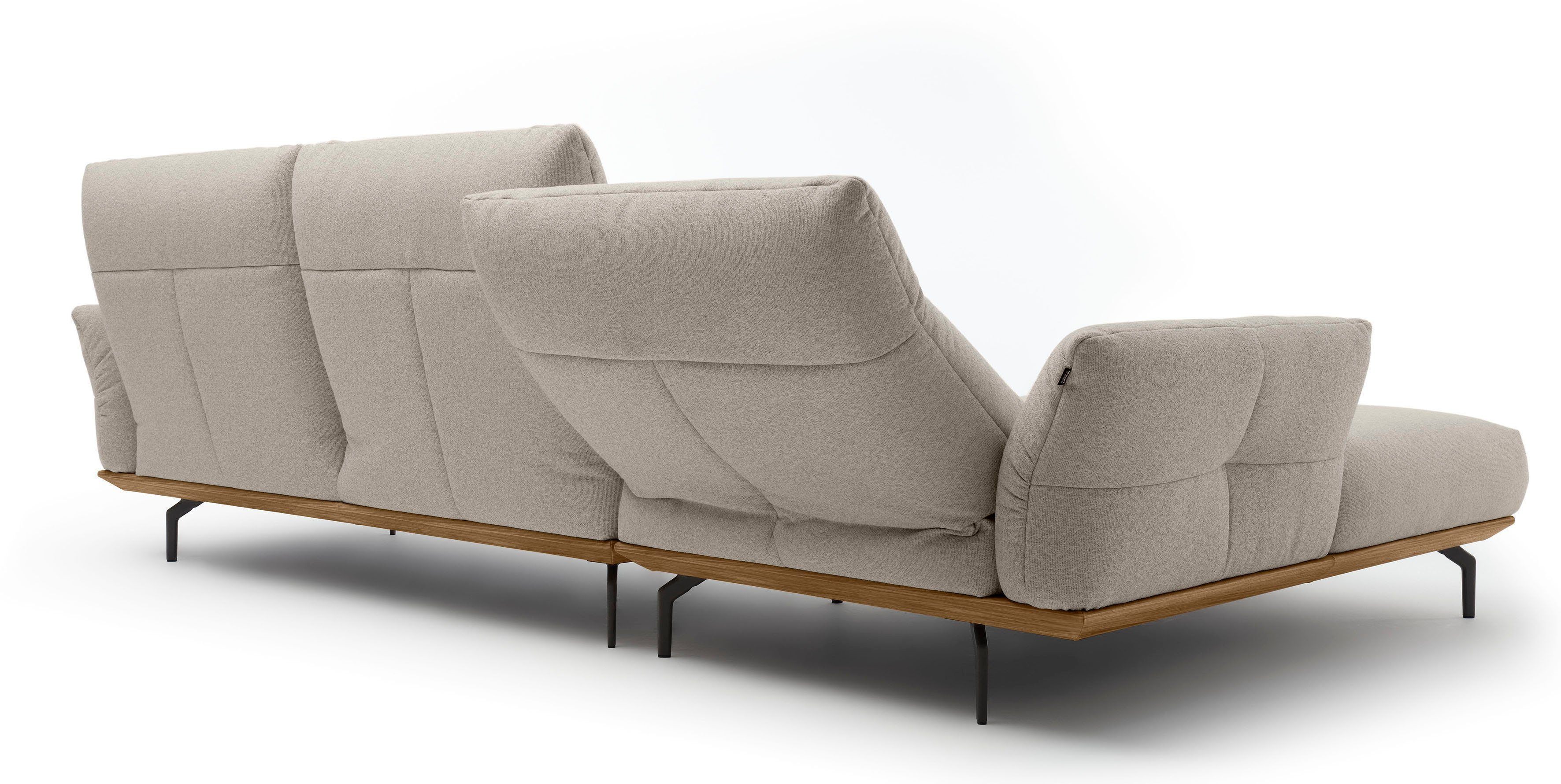 hülsta sofa in Breite Sockel cm hs.460, 318 Winkelfüße Ecksofa Nussbaum, in Umbragrau