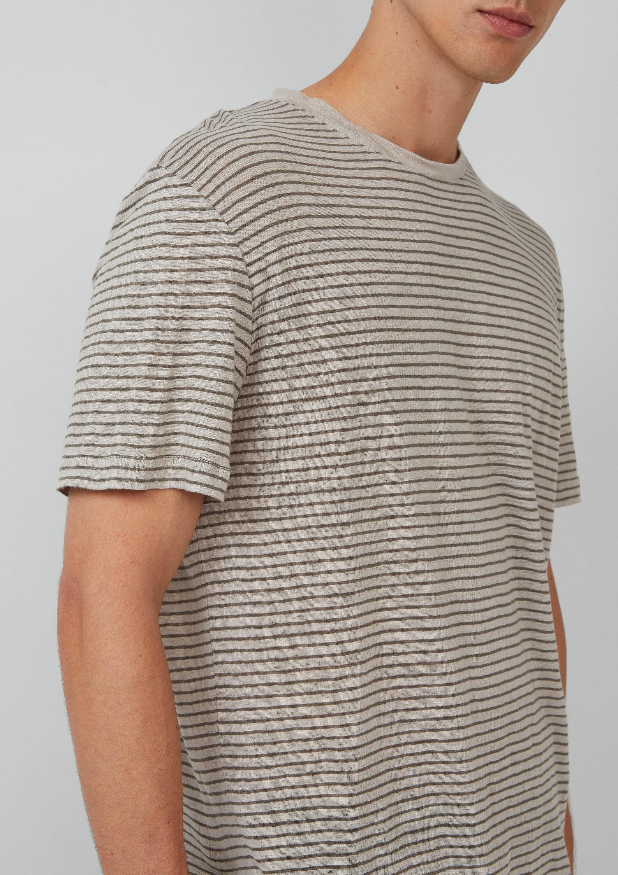 s.Oliver Kurzarmshirt T-Shirt Gestreiftes Flammgarn-Shirt aus Leinen